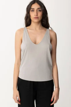 Elisabetta Franchi Canotta In Jersey con Logo Sul RetroPERLA