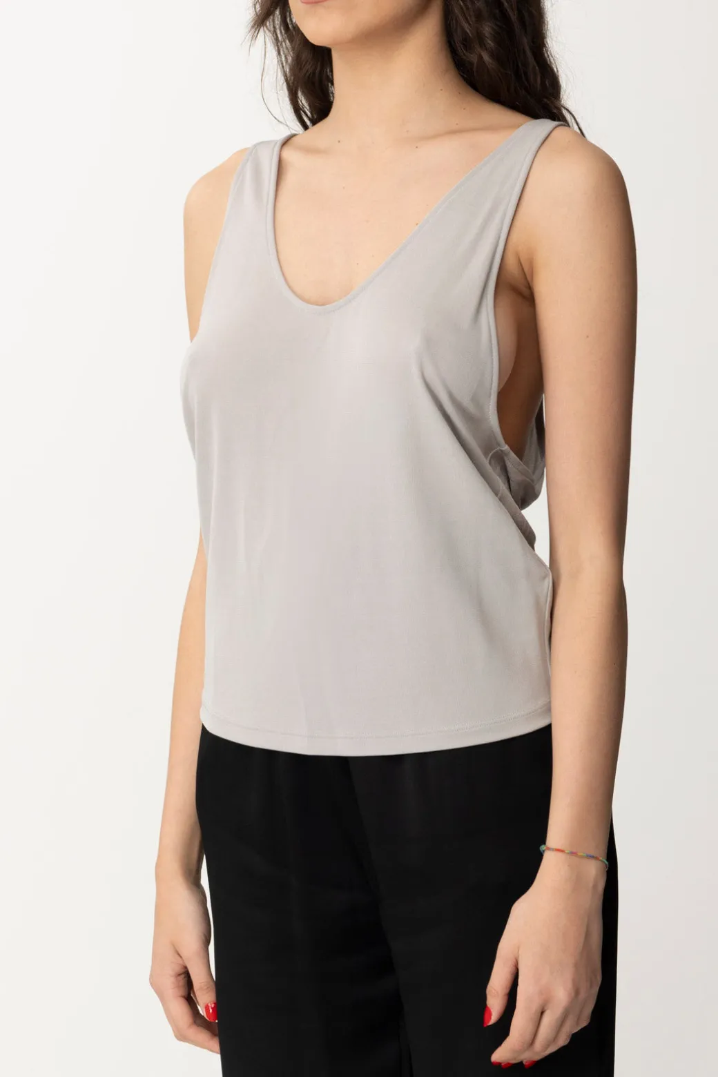 Elisabetta Franchi Canotta In Jersey con Logo Sul RetroPERLA