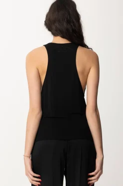 Elisabetta Franchi Canotta In Jersey con Logo Sul RetroNERO