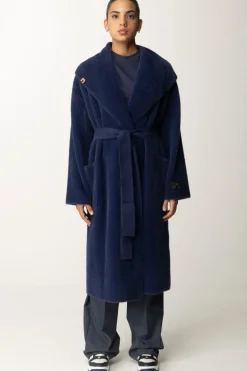 Elisabetta Franchi Cappotto Vestaglia con CinturaNAVY