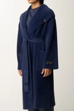 Elisabetta Franchi Cappotto Vestaglia con CinturaNAVY