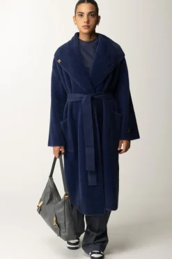 Elisabetta Franchi Cappotto Vestaglia con CinturaNAVY