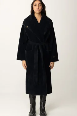 Elisabetta Franchi Cappotto Vestaglia con CinturaNERO