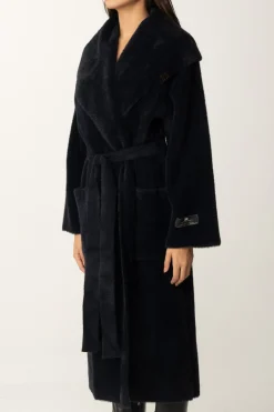 Elisabetta Franchi Cappotto Vestaglia con CinturaNERO