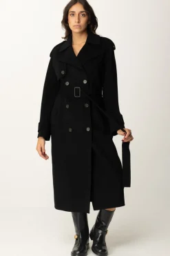 Elisabetta Franchi Cappotto a Trench In LanaNERO