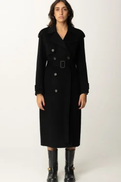 Elisabetta Franchi Cappotto a Trench In LanaNERO