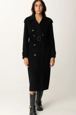 Elisabetta Franchi Cappotto a Trench In LanaNERO