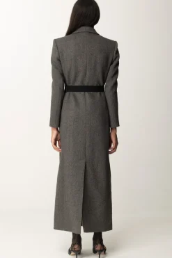 Elisabetta Franchi Cappotto Lungo In Misto Lana con CinturaTORTORA