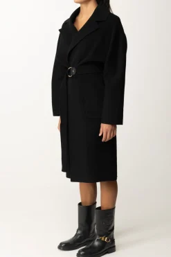 Elisabetta Franchi Cappotto Vestaglia In LanaNERO