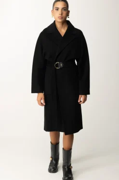 Elisabetta Franchi Cappotto Vestaglia In LanaNERO