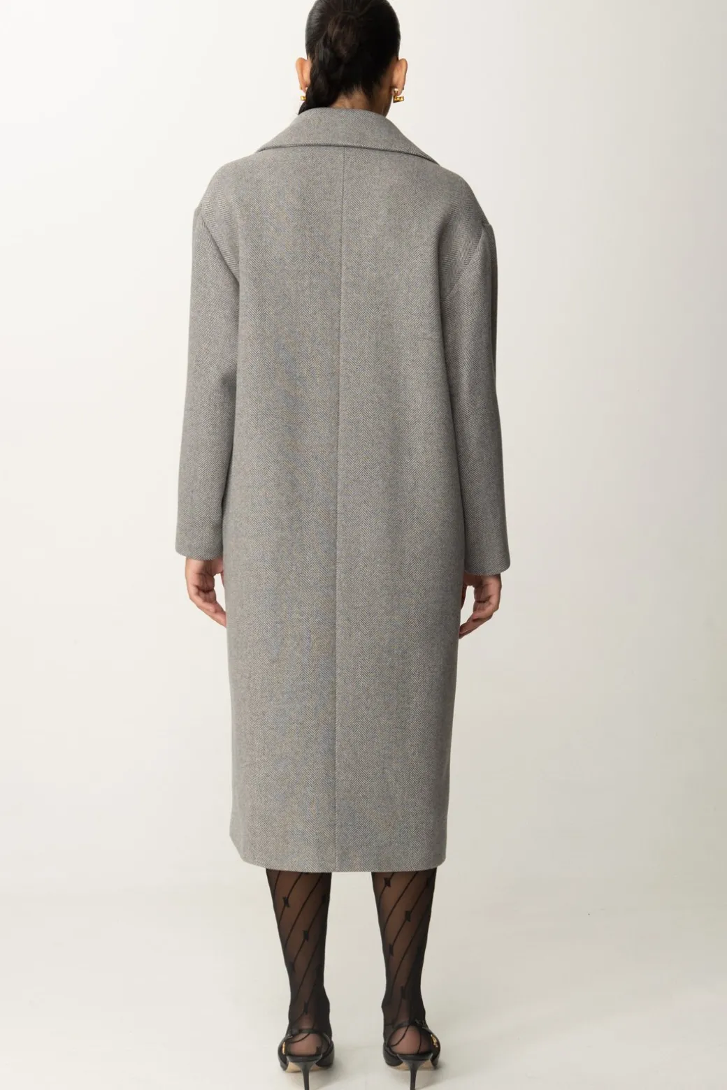 Elisabetta Franchi Cappotto Over Doppiopetto LungoPERLA