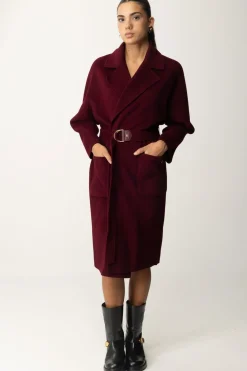 Elisabetta Franchi Cappotto Vestaglia In LanaROUGE NOIR