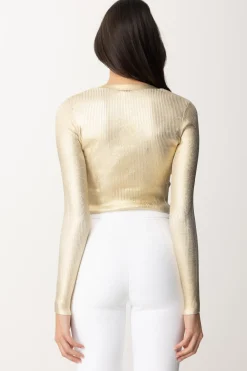 Elisabetta Franchi Cardigan Cropped LaminatoORO