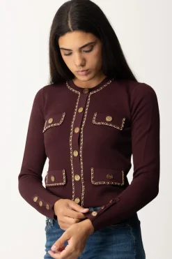 Elisabetta Franchi Cardigan Crop con CatenellaROUGE NOIR