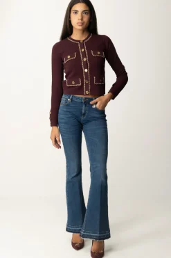 Elisabetta Franchi Cardigan Crop con CatenellaROUGE NOIR