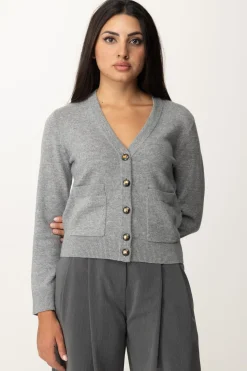 Elisabetta Franchi Cardigan con Bottoni GoldGRIGIO MELANGE