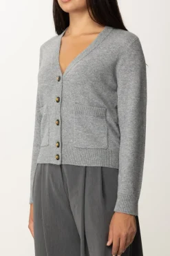 Elisabetta Franchi Cardigan con Bottoni GoldGRIGIO MELANGE
