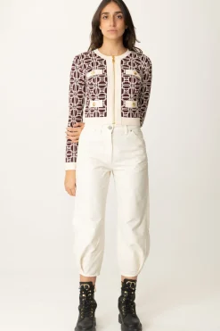 Elisabetta Franchi Cardigan Stampa Logo con CernieraROUGE NOIR/BURRO