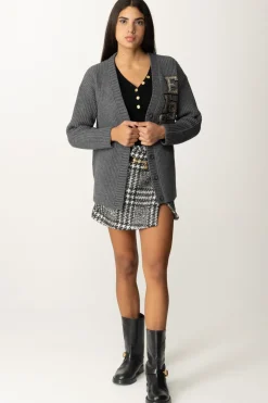Elisabetta Franchi Cardigan Oversize con Dettagli LogoSTEEL MELANGE