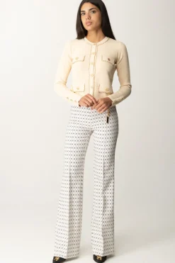 Elisabetta Franchi Cardigan Crop con CatenellaCREMA