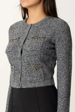 Elisabetta Franchi Cardigan In Lana Bouclé con RicamoSALEPEPE