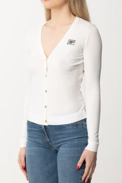 Elisabetta Franchi Cardigan con Logo e BottoniAVORIO