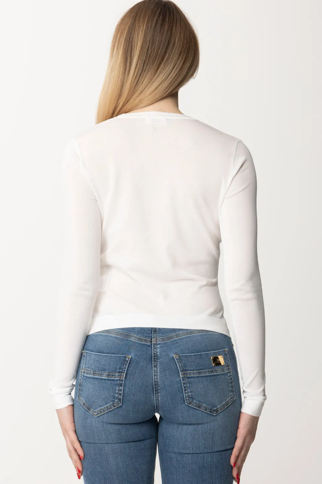 Elisabetta Franchi Cardigan con Logo e BottoniAVORIO