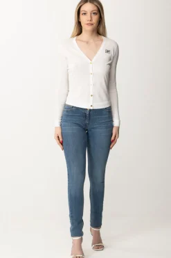 Elisabetta Franchi Cardigan con Logo e BottoniAVORIO