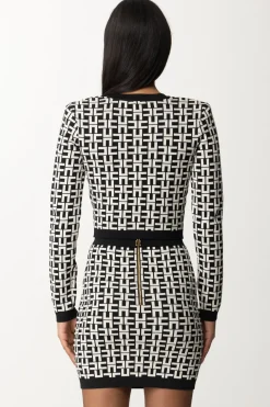 Elisabetta Franchi Cardigan Corto In Viscosa Stampa LogoNERO/BURRO