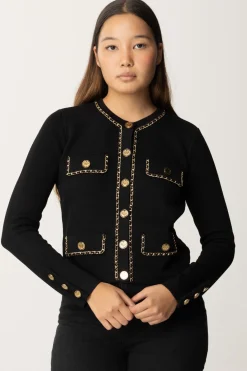 Elisabetta Franchi Cardigan Crop con CatenellaNERO