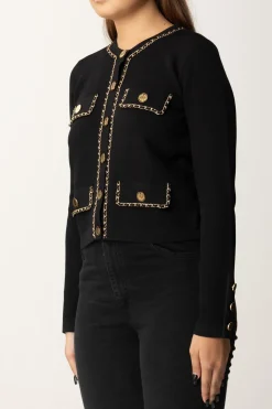 Elisabetta Franchi Cardigan Crop con CatenellaNERO