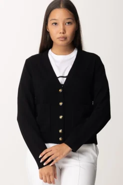 Elisabetta Franchi Cardigan con Bottoni GoldNERO