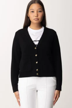 Elisabetta Franchi Cardigan con Bottoni GoldNERO