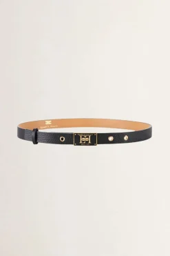 Elisabetta Franchi Cintura Sottile con Fibbia LogataNERO