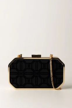 Elisabetta Franchi Clutch In Tessuto FlockNERO