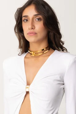 Elisabetta Franchi Collana Choker RigidaORO GIALLO