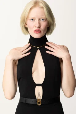 Elisabetta Franchi Collana Choker Rigida con LogoORO GIALLO