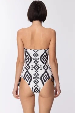 Elisabetta Franchi Costume con Stampa a Rombo EtnicoBURRO/NERO