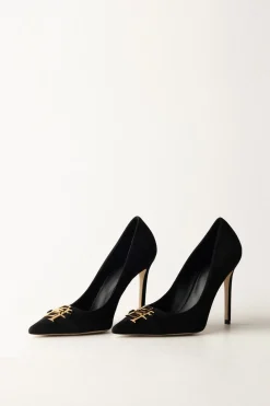 Elisabetta Franchi Décolleté In Camoscio con Placca LogoNERO