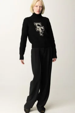 Elisabetta Franchi Dolcevita In Lana con Logo EfNERO/BURRO