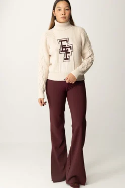 Elisabetta Franchi Dolcevita In Lana con Logo EfBURRO/ROUGE NOIR