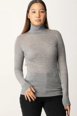 Elisabetta Franchi Dolcevita In Lana Merino con Logo LetteringGRIGIO MELANGE