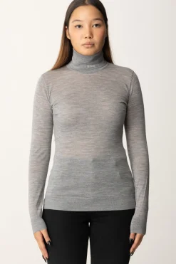 Elisabetta Franchi Dolcevita In Lana Merino con Logo LetteringGRIGIO MELANGE