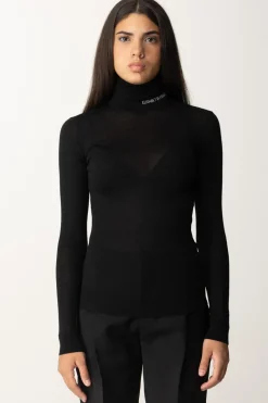 Elisabetta Franchi Dolcevita In Lana Merino con Logo LetteringNERO