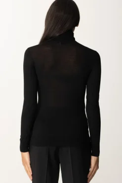 Elisabetta Franchi Dolcevita In Lana Merino con Logo LetteringNERO