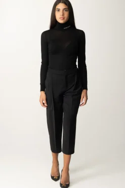 Elisabetta Franchi Dolcevita In Lana Merino con Logo LetteringNERO