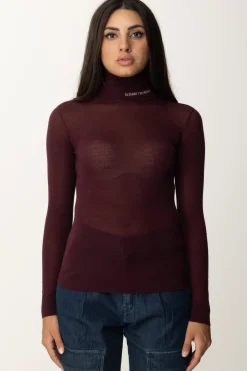 Elisabetta Franchi Dolcevita In Lana Merino con Logo LetteringROUGE NOIR