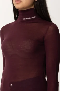 Elisabetta Franchi Dolcevita In Lana Merino con Logo LetteringROUGE NOIR