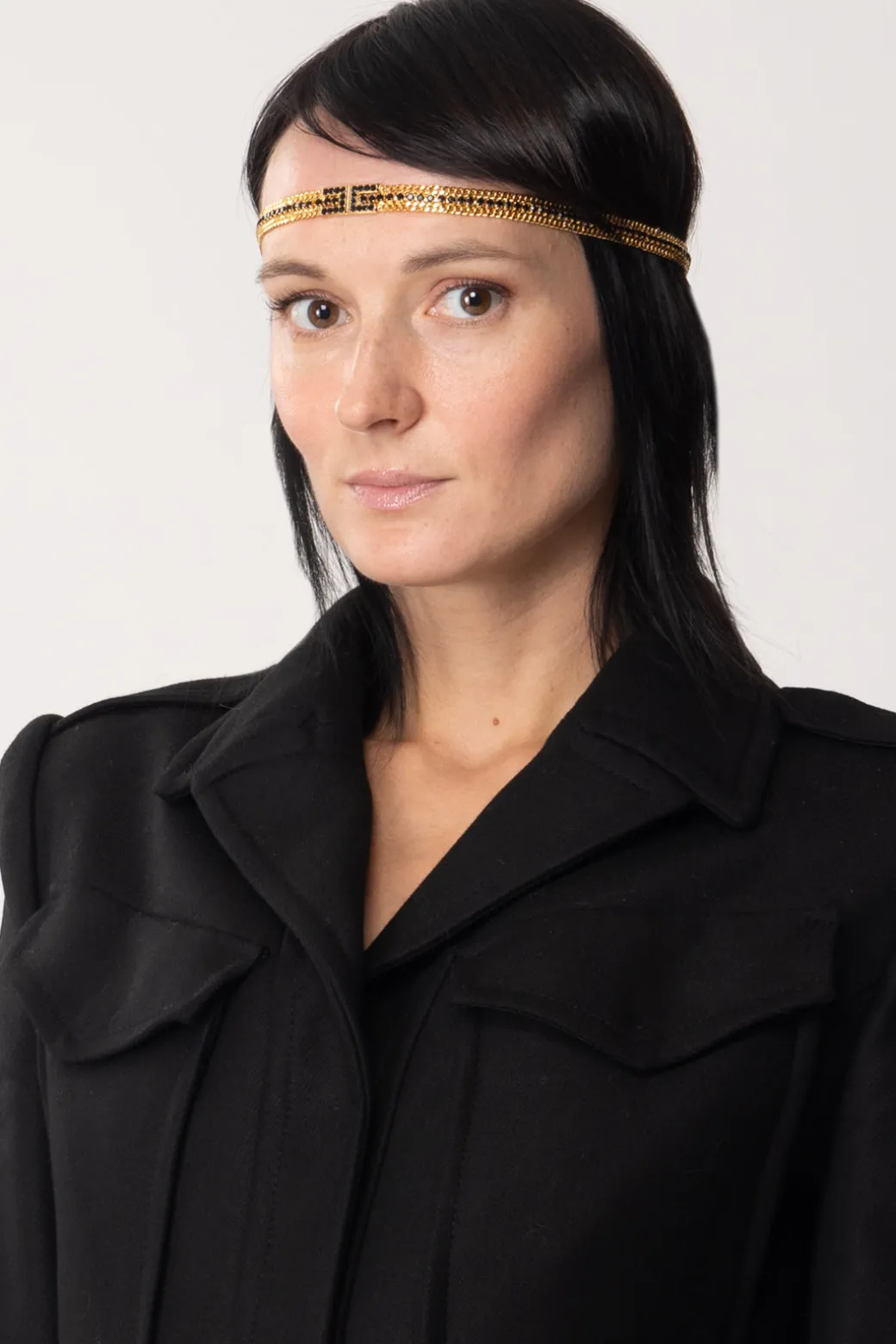 Elisabetta Franchi Fascetta Per Capelli con LogoORO/NERO