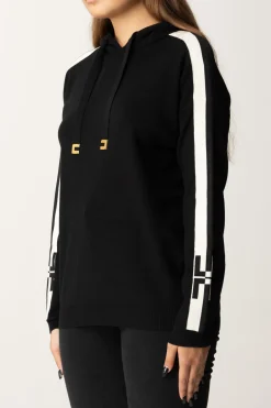 Elisabetta Franchi Felpa Tricot con Bande e LogoNERO/BURRO